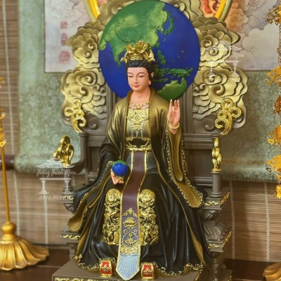 Tôn tượng Địa Mẫu ngồi, Kích thước 50cm, Phối màu nâu đen