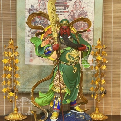 Tôn tượng Quan Công dáng đứng, Kích thước 60cm, Màu xanh