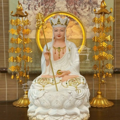 Tượng Địa Tạng Bồ Tát, Kích thước 40cm, Màu trắng