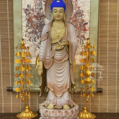 Tôn tượng A Di Đà, Kích thước 70cm, Sơn khoáng nâu