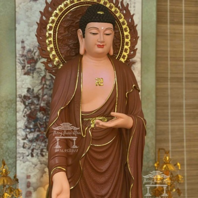 Tôn tượng A Di Đà, Kích thước 100cm, Màu gốm