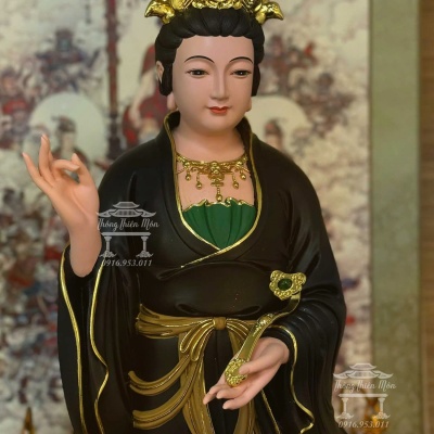 Tôn tượng Diêu Trì Địa Mẫu, Kích thước 90cm, Màu đen + nâu