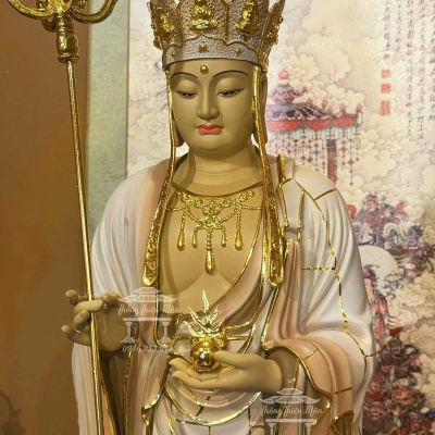 Tôn tượng Địa Tạng đứng, Kích thước 90cm, Màu khoáng nâu