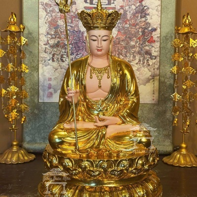 Tôn tượng Địa Tạng Bồ Tát, Kích thước 50cm, Mạ Vàng