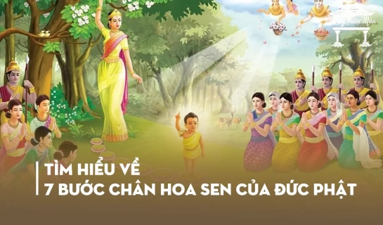  7 bước chân hoa sen của Đức Phật trong ngày Đản Sinh